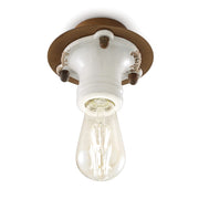 Plafoniera Industrial Pipes Ferro E Ceramica Vintage Bianco 1 Luce E27