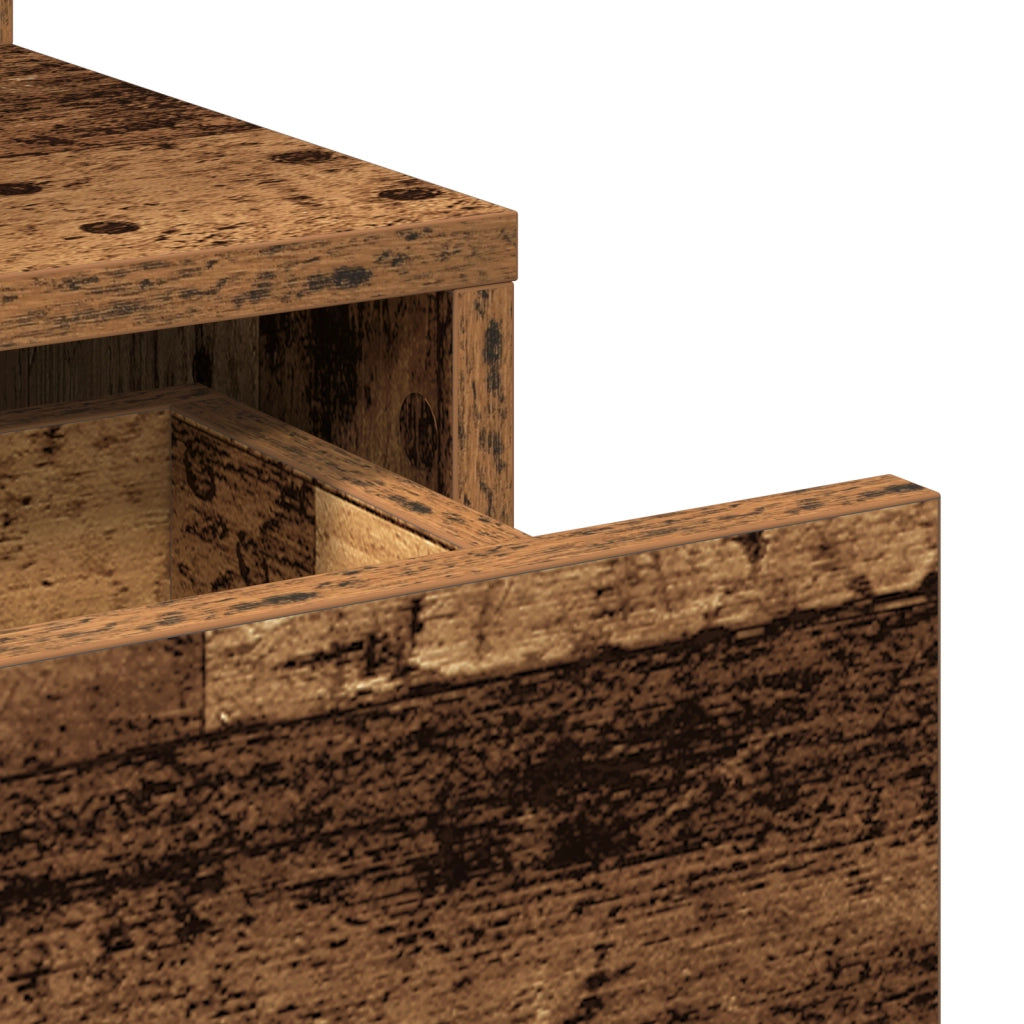 Tavolo da trucco con specchio e luci a LED in legno vecchio e legno ingegnerizzato