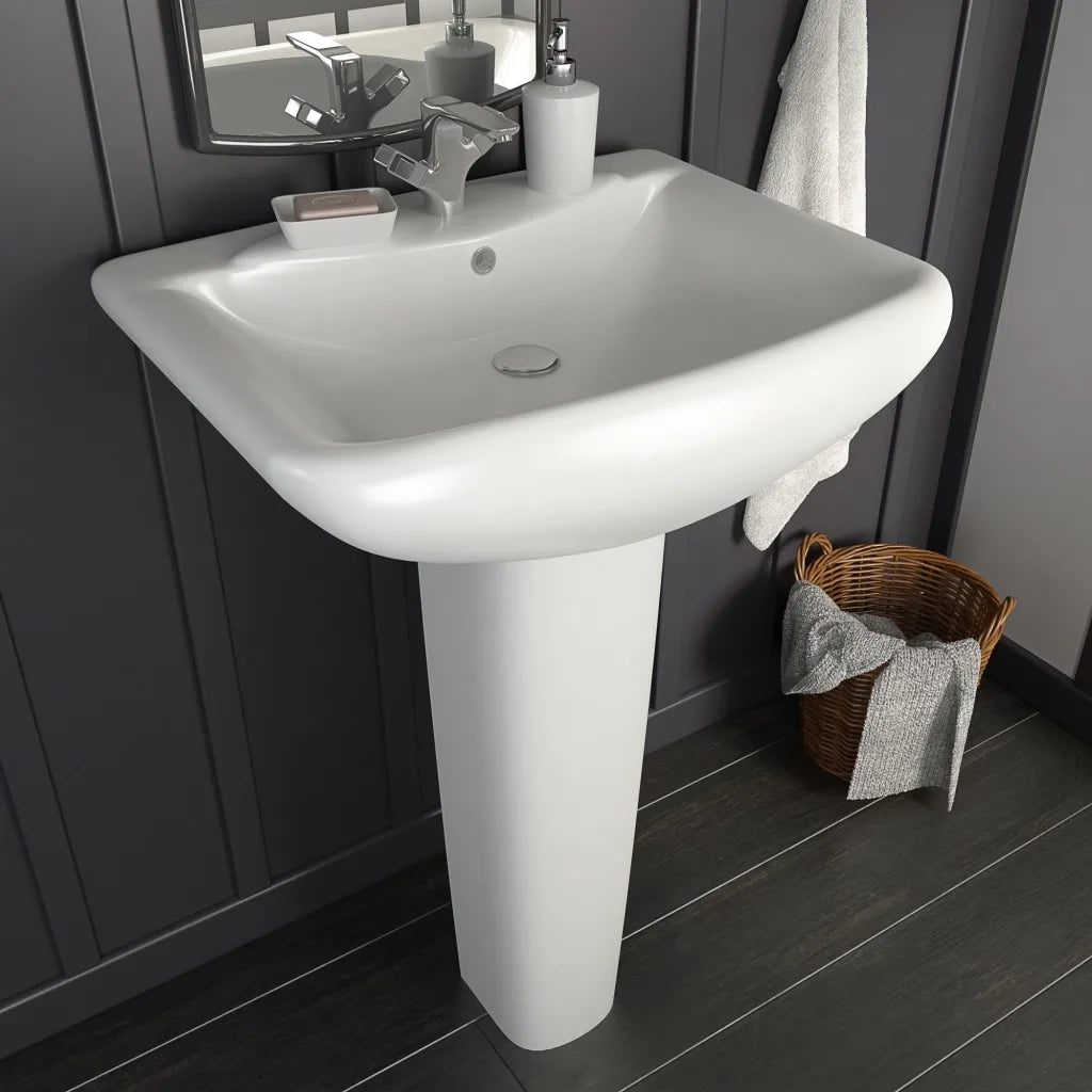 Lavandino a Colonna in Ceramica-Lavabo-Lavello Bianca 580x470x200 mm
