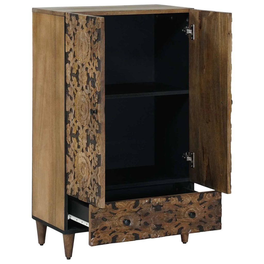 Credenza | Mobile Alto Marrone 60 x 33,5 x 100 cm Legno di mango massello