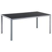 Tavolo da pranzo da giardino Piano in vetro temperato Nero Struttura in alluminio grigio 160 x 90 cm