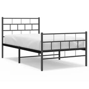 Letto singolo | Letto per adulti | Giroletto con Testiera e Pediera Metallo Nero 100x190 cm