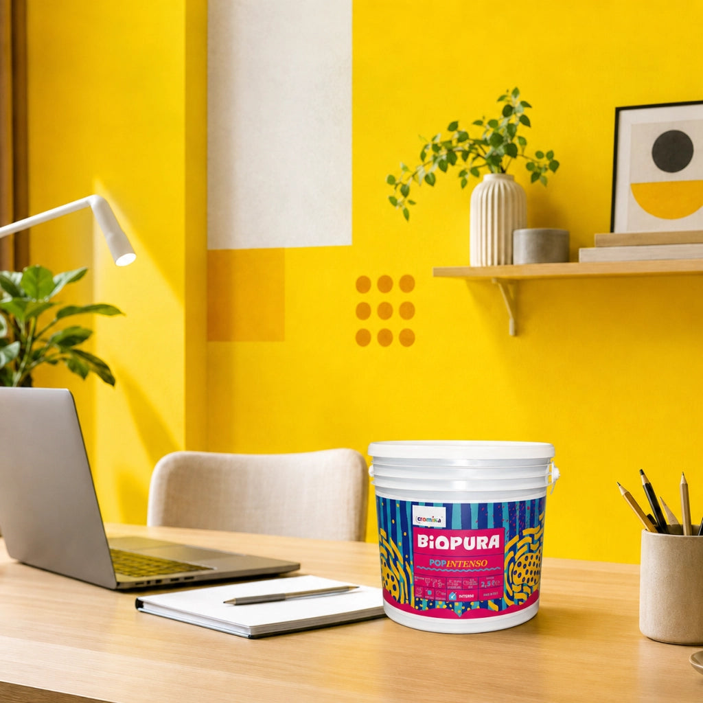 Popintenso palestra e decori interni pittura murale lavabile e coprente cromika *** formato 2.5 lt, colore- limone br...