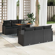 Set Divano da Giardino con archiviazione 7 pcs Nero Poly Rattan 3358144
