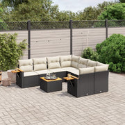 Set Divani da Giardino 9 pz con Cuscini Nero in Polyrattan 3259067