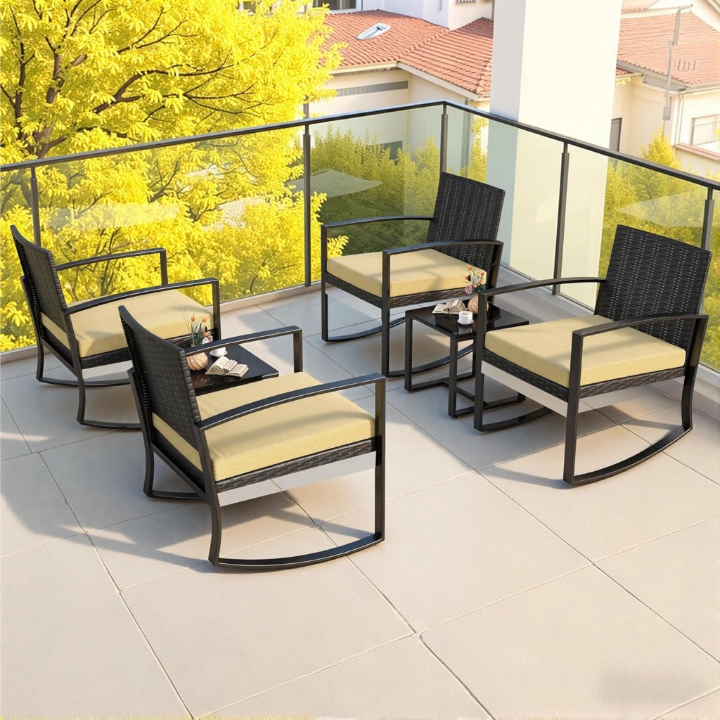 Set di Mobili da Balcone,Set Tavolino e Sedie da Giardino,Set di Mobili da Giardino in Rattan,2 Sedie da Esterno e 1 Tavolino,per Giardino Cortile Piscina (Beige)