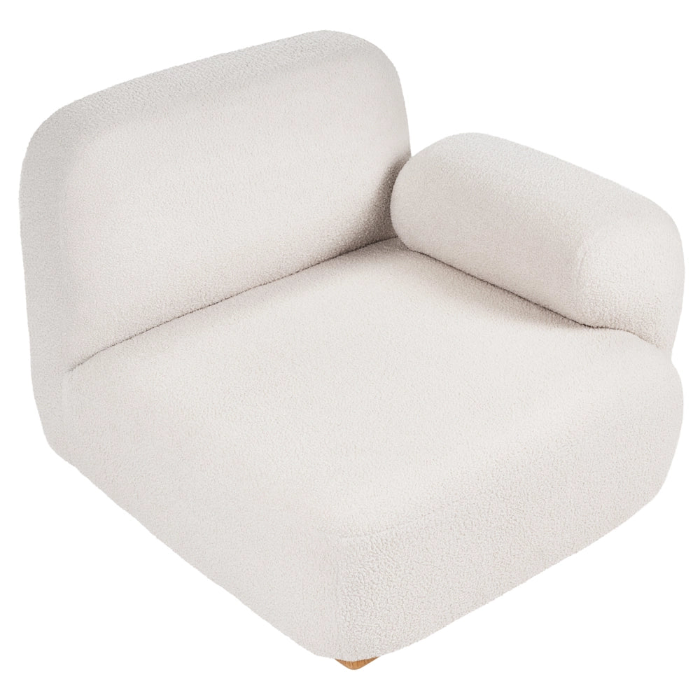 Divano componibile a 3 posti in tessuto due moduli angolari gambe in legno bianco sporco stile moderno