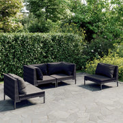 Set Divani da Giardino 4 pz con Cuscini Polyrattan Grigio Scuro 3099818