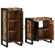 Set di mobili per il Bagno | Armadio da bagno 2 pz Legno Recuperato Massello