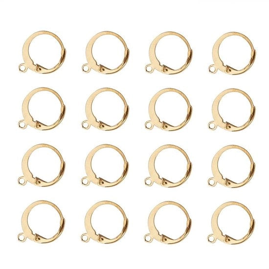 Haken per Orecchini in Acciaio Inox - 100 Stuks - Giallo - Dimensioni 12,5 mm x 14,5 mm - Haken per Pendenti