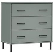 Credenza | Madia | Buffet da pranzo | Armadio da pranzo con 3 Cassetti Grigio 77x40x79,5cm Legno Massello OSLO