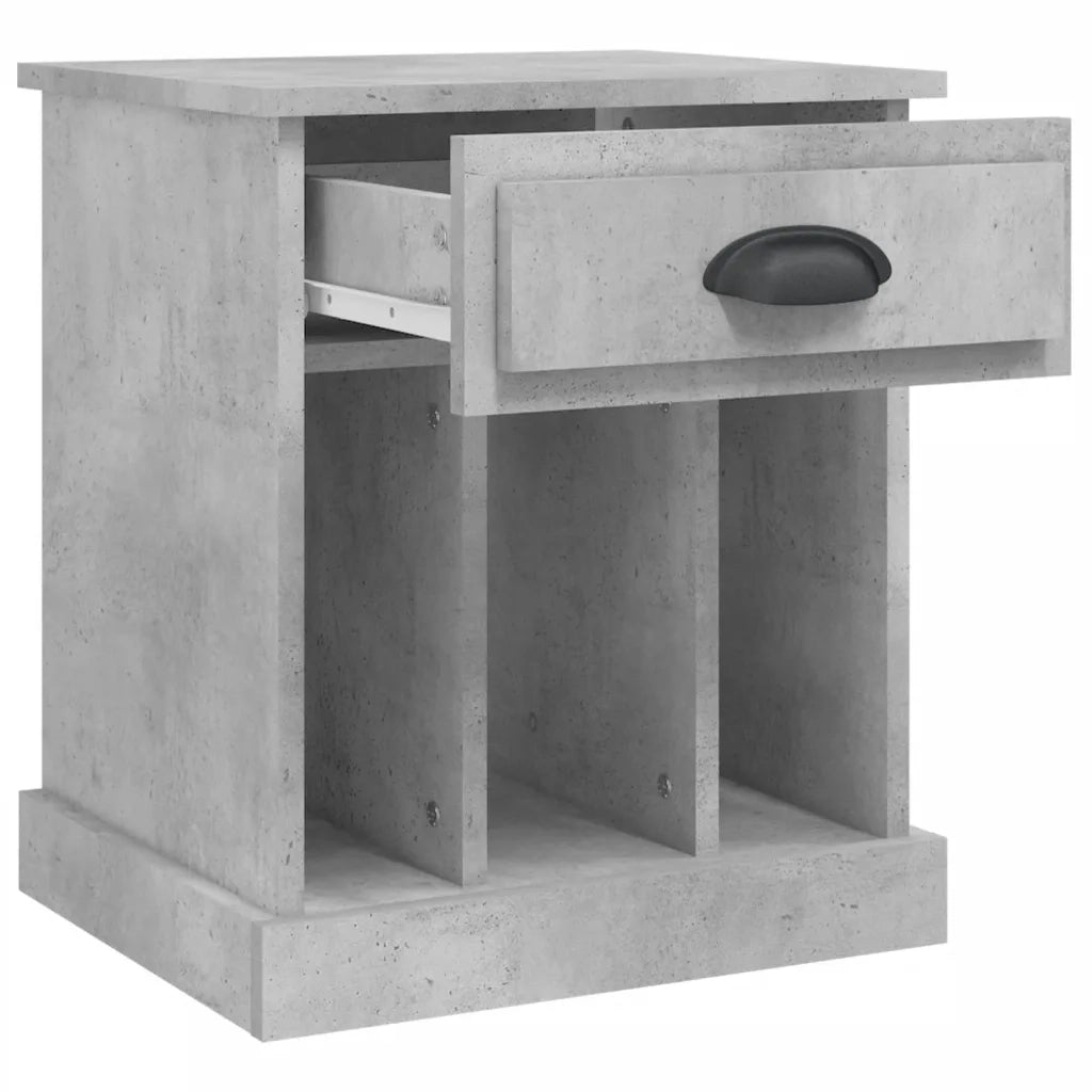 Set di 2 Comodini | Armadio da Notte | Mobiletto da notte Grigio Cemento 43x36x50 cm