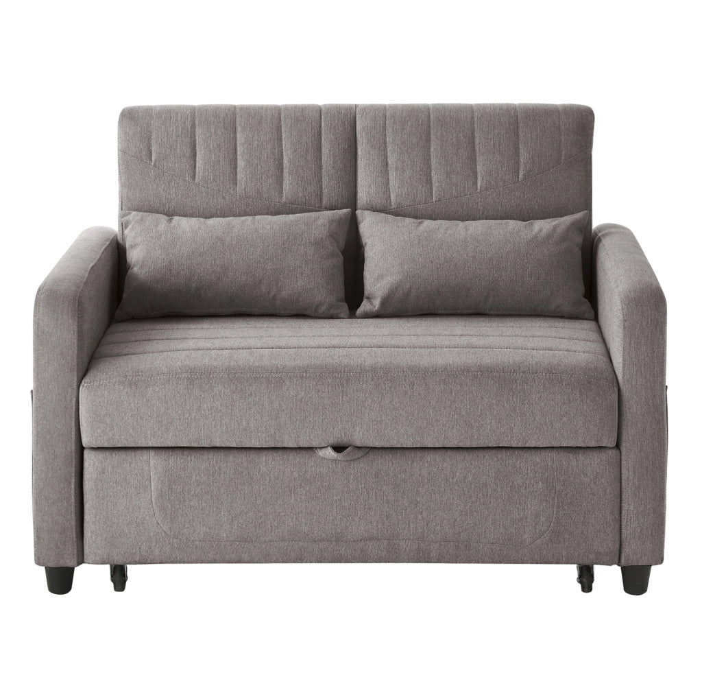 Divano letto 166x95 cm con schienale regolabile; tessuto in cotone e lino; grigio