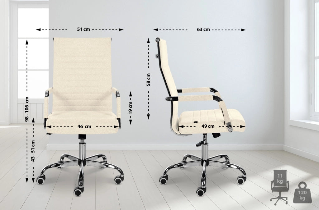 Sedia Da ufficio Amadora crema,Tessuto