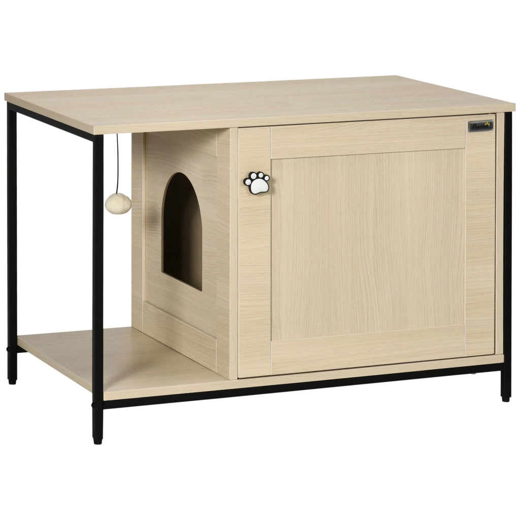 Easycomfort Mobile per Lettiera Gatti in Legno e Acciaio con Anta Magnetica, 80x48x55cm, Quercia