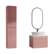 Set ICON: mobile sottolavabo 60cm + piano per lavabo + lavabo da appoggio + specchio ovale verticale LED + colonna