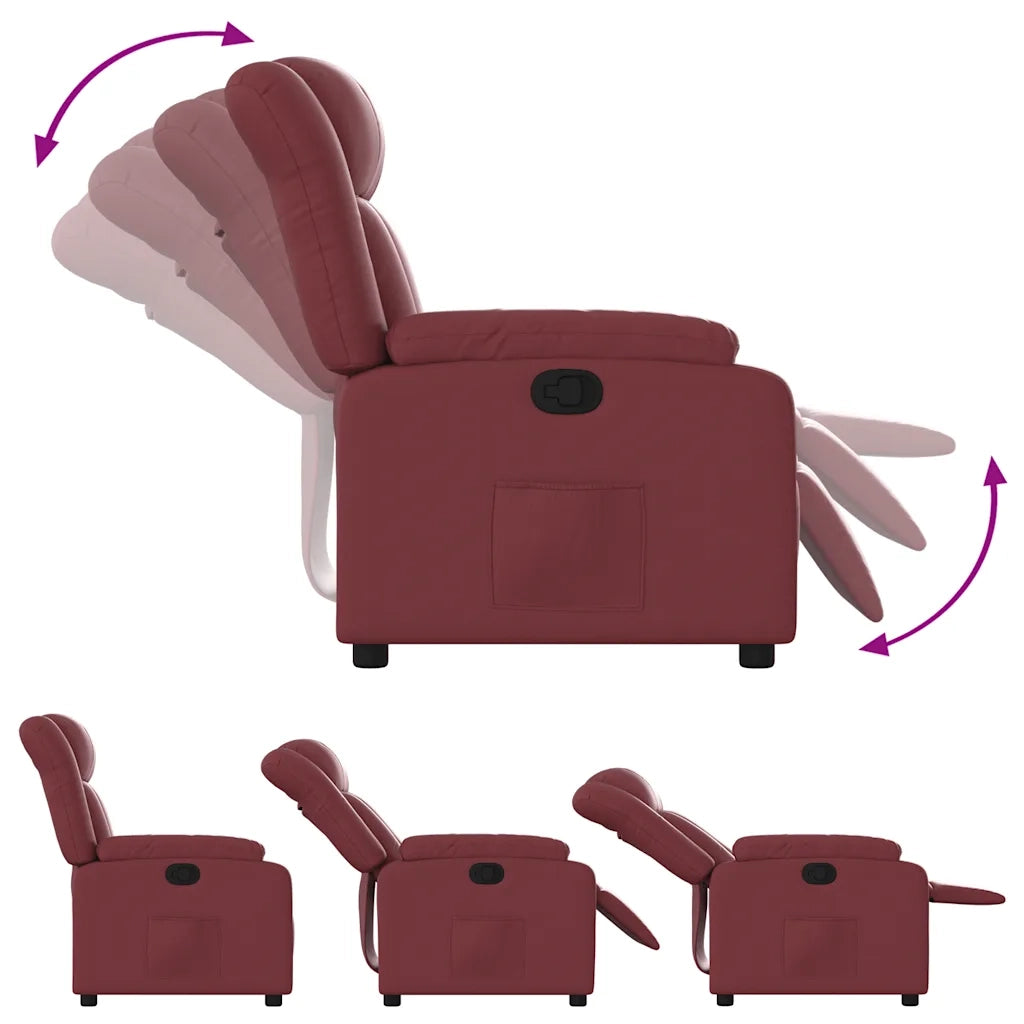 Poltrona Reclinabile Rosso Vino in Similpelle 373564