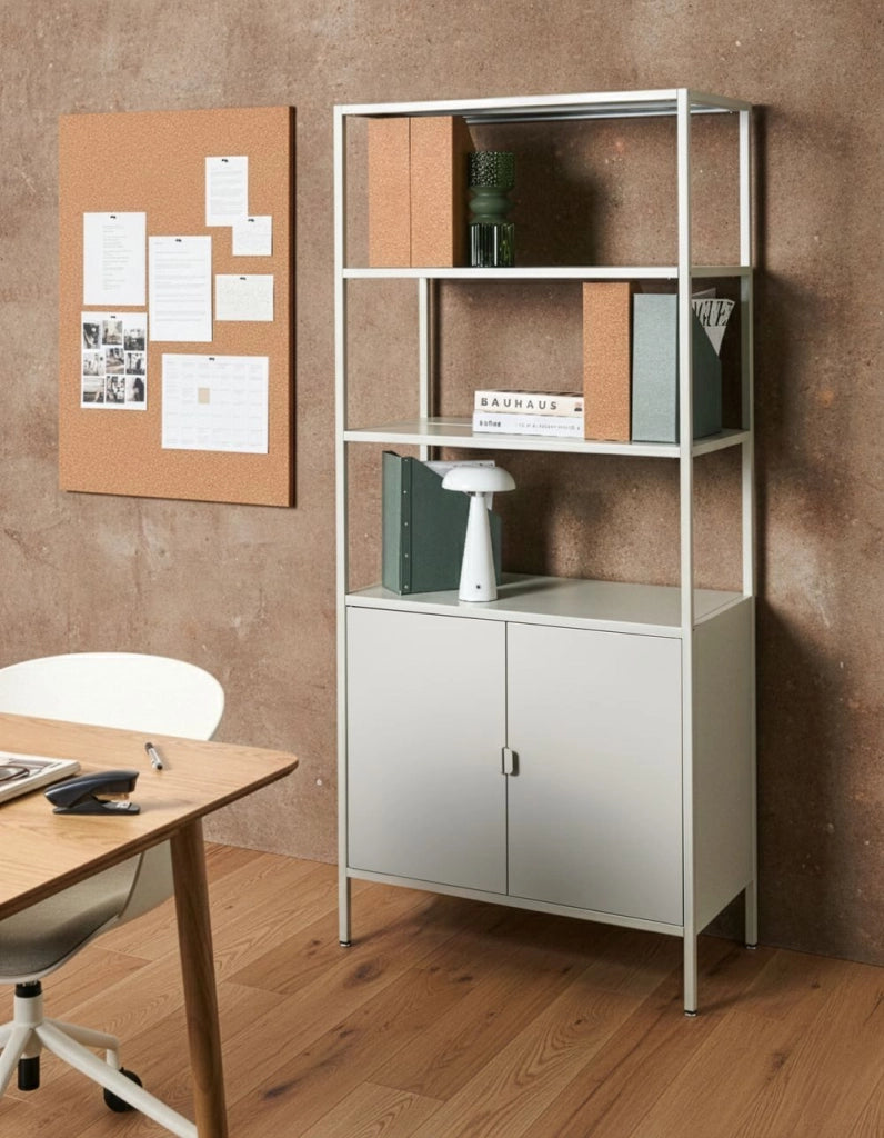 Mobile contenitore Armadio da ufficio in acciaio grigio chiaro con 5 ripiani Verniciato a polvere Moderno ufficio domestico in stile industriale