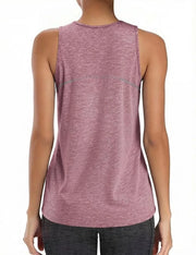 Top da donna con collo V - senza maniche - aderente - fit largo - per la palestra - 92% Poliester/8% Elastan - stoffa con quattro direzioni di stiramento - top sportivo