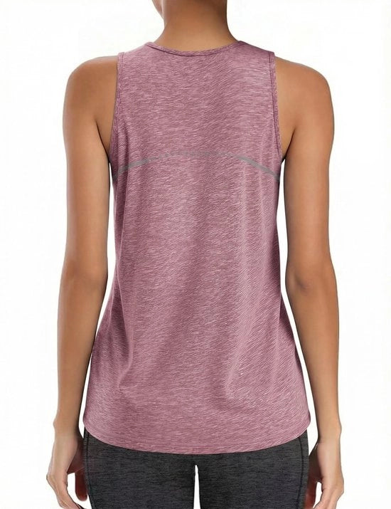 Top da donna con collo V - senza maniche - aderente - fit largo - per la palestra - 92% Poliester/8% Elastan - stoffa con quattro direzioni di stiramento - top sportivo