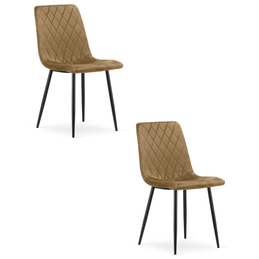 Set di 2 sedie Turin in velluto marrone con gambe nere