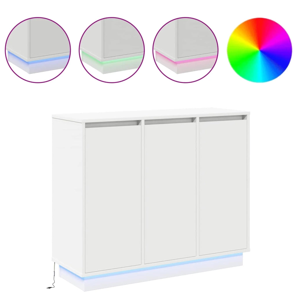 Madia LED Bianco 90 x 32 x 75 cm Legno multistrato 869674
