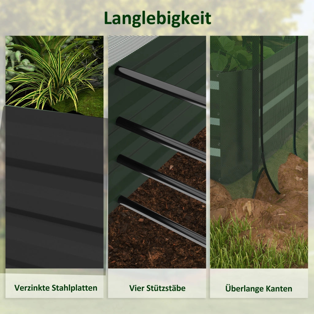 Letto da Giardino con Rete e Protezione Solare ¨C Zephmum ¨C Grigio/Verde/Nero 230x110x110