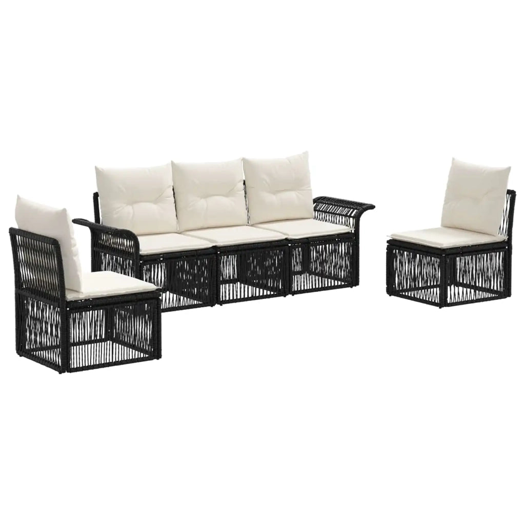 Set Divano da Giardino 5 pcs Nero polyrattan 3434785
