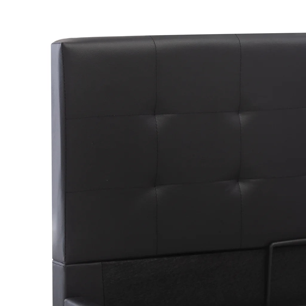 Letto matrimoniale | Letto per adulti | Giroletto con Contenitore Idraulico Nero Similpelle 140x200cm