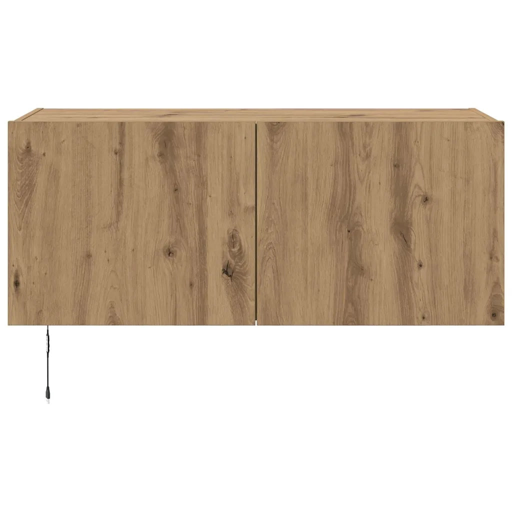 Mobile TV da parete con LED Rovere artigianale 100 x 35 x 41 cm 886251