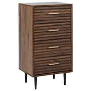 Cassettiera in MDF Legno scuro 4 cassetti Gambe in ferro Moderno