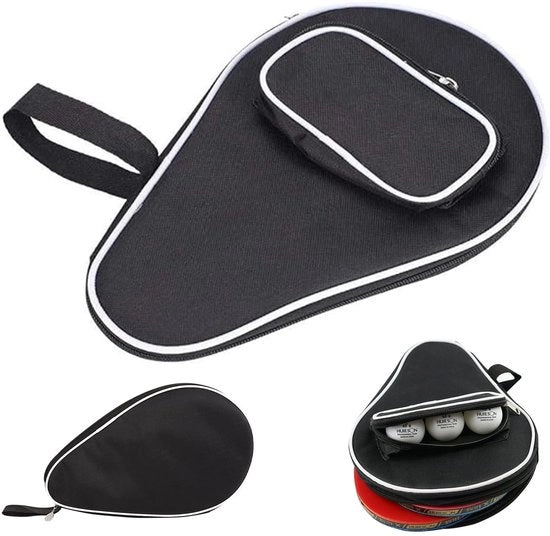 Borsa da tennis tavolo per 2 racket e 3 palline, borsa a spalla, fodero racket, nero, 29 x 21 x 2.8 cm, ideale per sport e allenamento