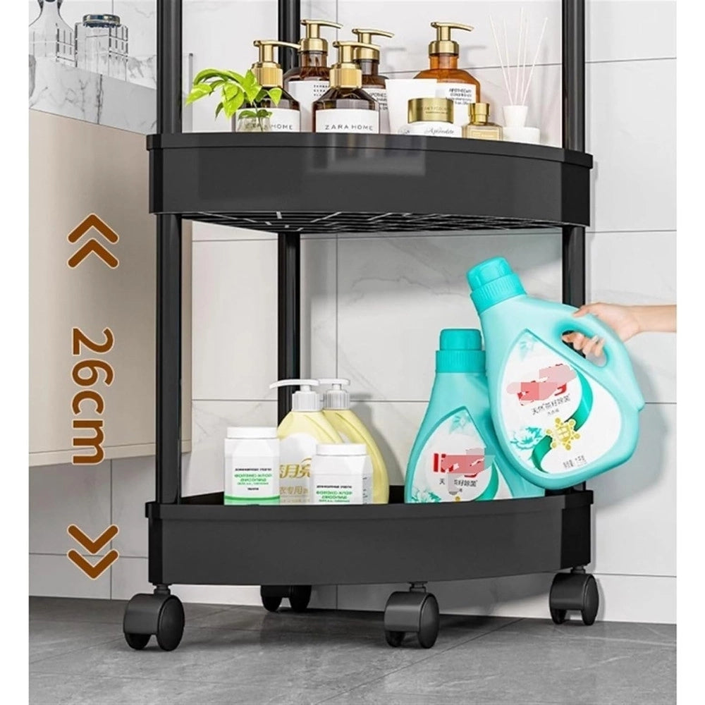Trade Shop - Carrello Mensole Angolari 4 Livelli Con Ruote Portaoggetti Supporti Soggiorno Bagno Cucina -