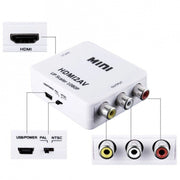 Trade Shop - Convertitore Adattatore Video Audio Da Hdmi Av Rca 2av 1080p Per Tv Telecamera -