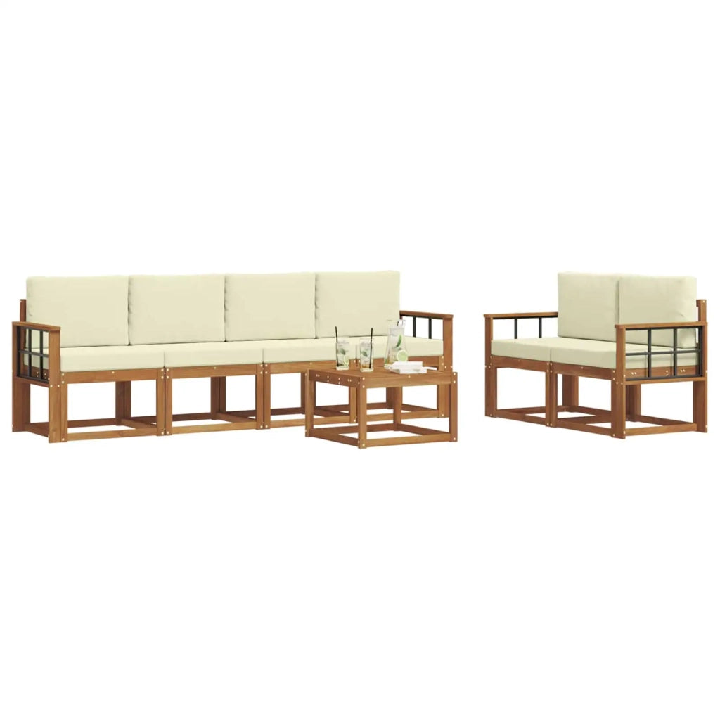 Set di divani da esterno con cuscino 7 pcs Naturale e Crema 3366053