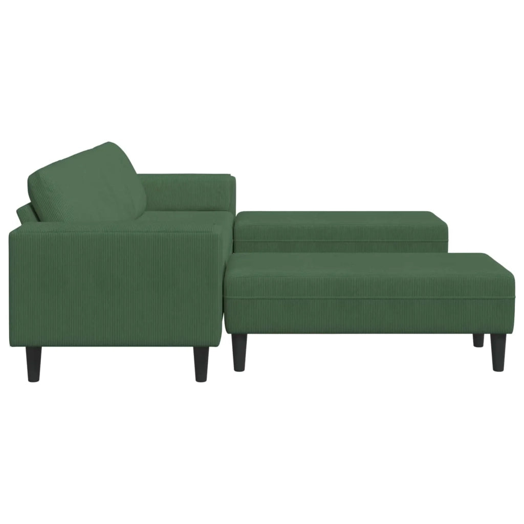 Divano Verde Scuro 250 x 188 x 76 cm Tessuto in Cords 3335136