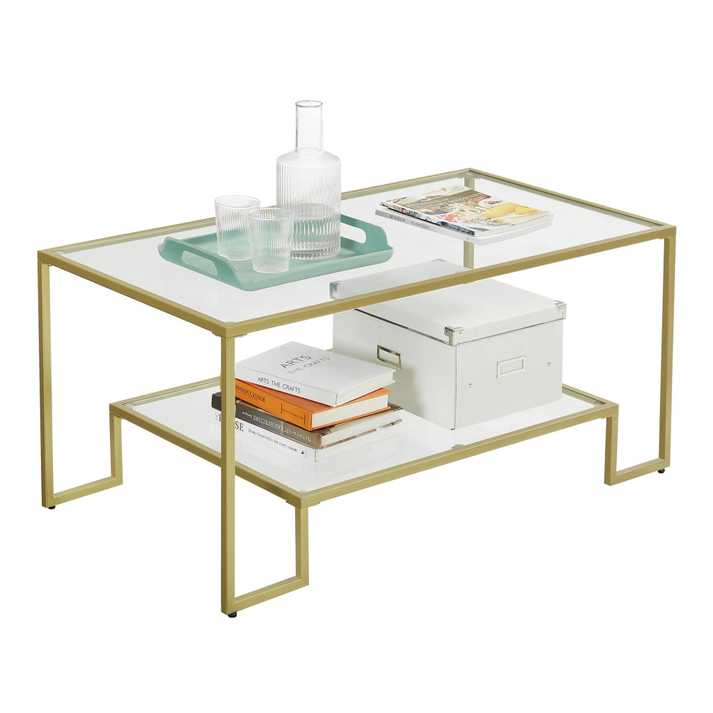 Tavolino da caffè Valora TABLE con piano in vetro dorato per soggiorno