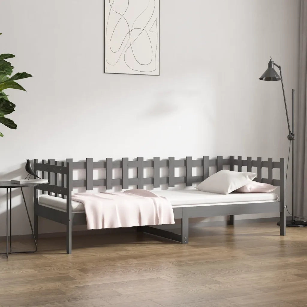 Letto singolo | Letto per adulti | Dormeuse Grigia 90x200 cm in Legno Massello di Pino
