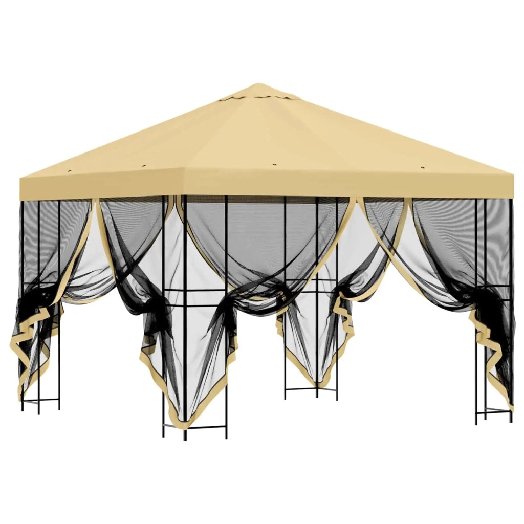 Gazebo da giardino con pareti laterali 3 x 3 m Crema 900338