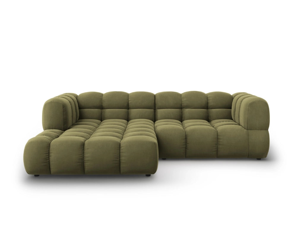 Cosmopolitan Design - Divano angolare modulare sinistro "Sky" 3 posti in velluto verde chiaro 
