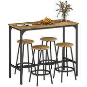 Set bar ¨C zephmum ¨C 1 tavolo bar, 4 sgabelli, nero e marrone