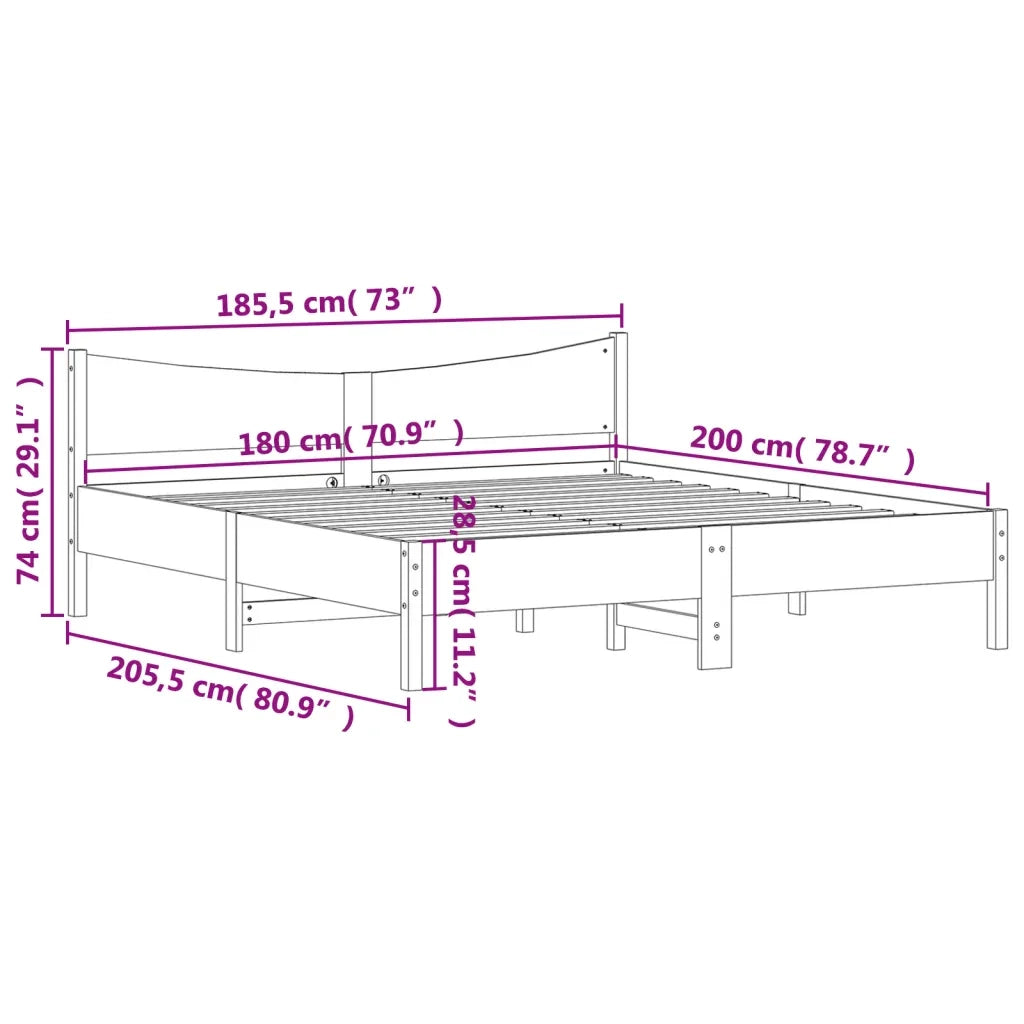 Giroletto senza Materasso Marrone Cera 180x200 cm Legno di Pino 3216362