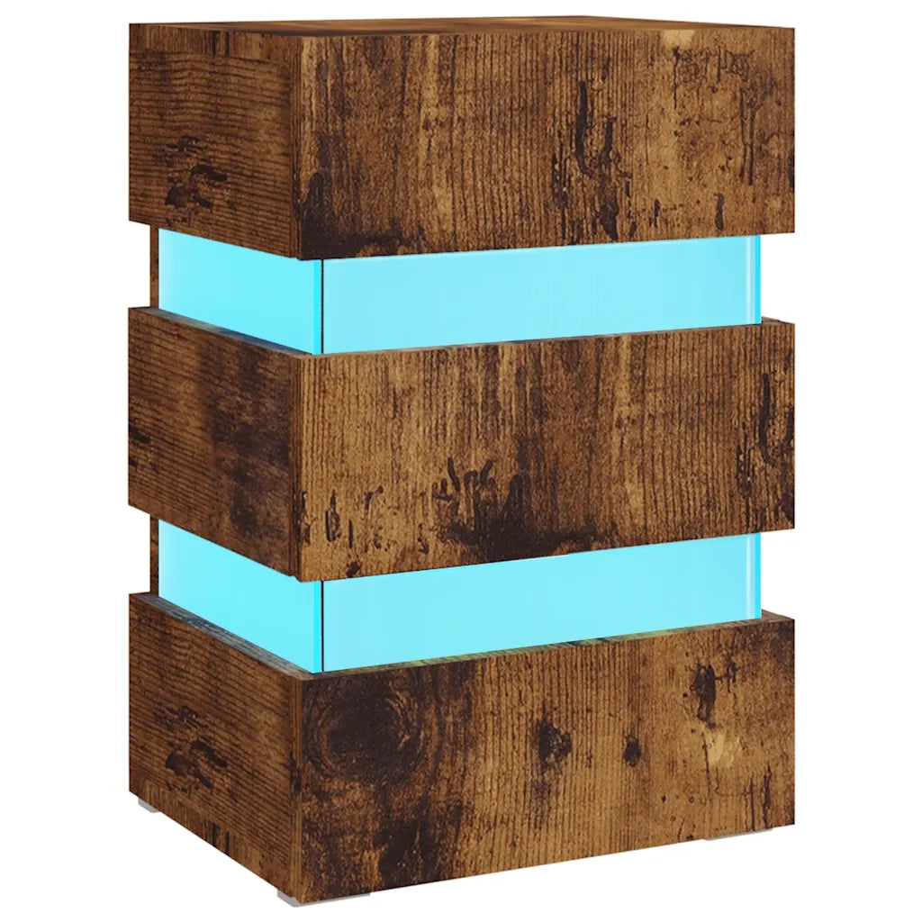 Comodino con LED-Tavolino da notte Rovere Fumo 45x35x67 cm in Legno Multistrato