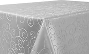 Tavolo Damascato con Ornamenti - Tavolo Striato - Tavolo Resistente alle Macchie, Facile da Pulire - Tavolo, Quadrato 130x260 cm, Grigio Chiaro