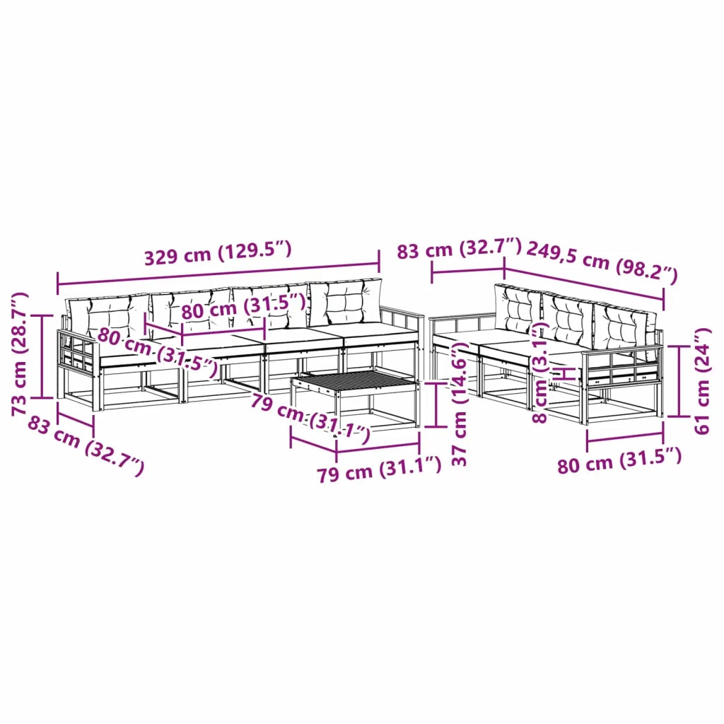 Set di divani da esterno 7 pz Bianco e Beige 3386177