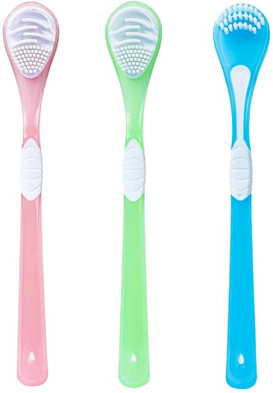 Tongschraper 3 Stuks - Borsetta a Doppia Lama - Setole in Silicone - Comoda e Soffice - Riduce l'Inalazione di Particelle - Dimensioni 17 x 2,5 cm - Reinificatore per Tongs