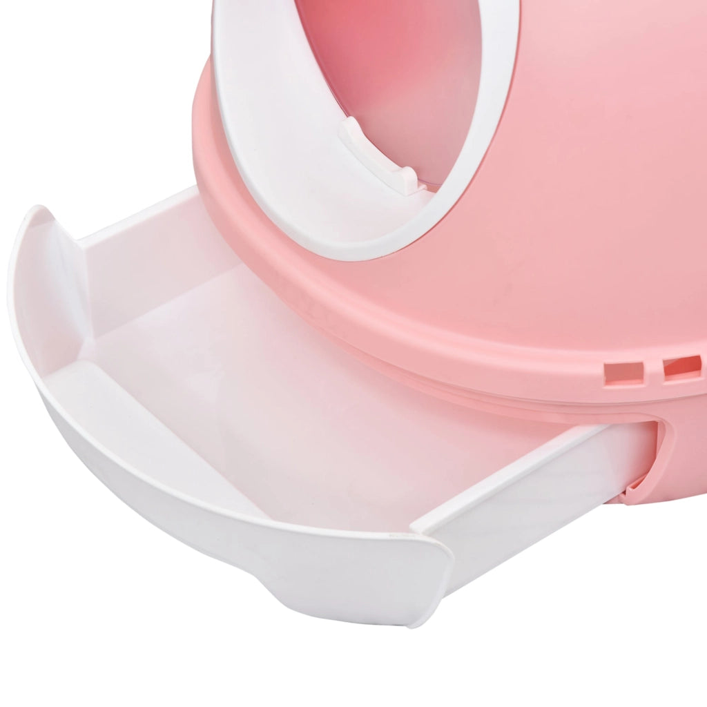 Toilette Chiusa per Gatti 47x55x44 cm con Vassoio Estraibile e Paletta Rosa