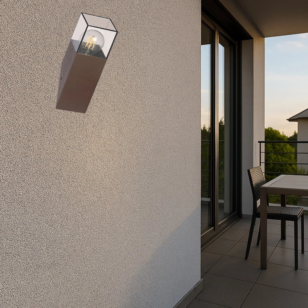 Trade Shop - Applique Muro Oblique Per Esterno E27 In Alluminio Ruggine Balcone Terrazzo Ip44 B250-c -