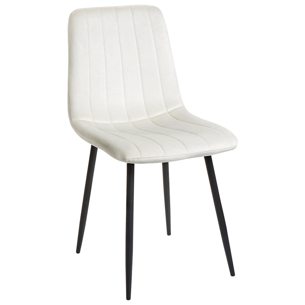 Set di 4 sedie da pranzo in velluto   bianco sporco Gambe in ferro stile moderno