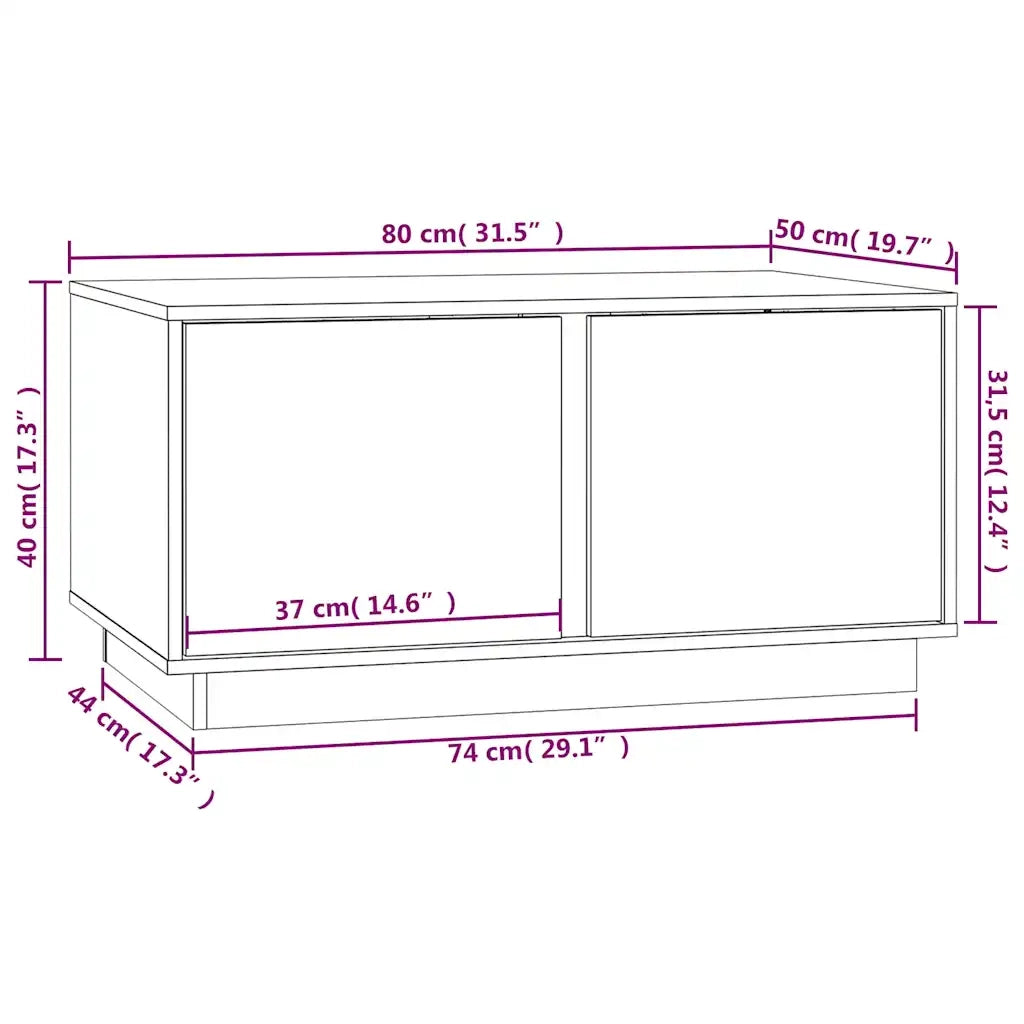 Tavolino da salotto | Tavolino da caff¨¨ | Tavolino da Soggiorno Nero 80x50x40 cm Legno Massello di Pino